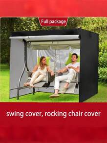 SHEIN 1 Piece Universal Size Oxford Fabric Waterproof UV Protection Dustproof Easy Install Grey Swing Chair Cover For Outdoor Patio Garden All Season Furniture Protector Dust Cover Clean Shield