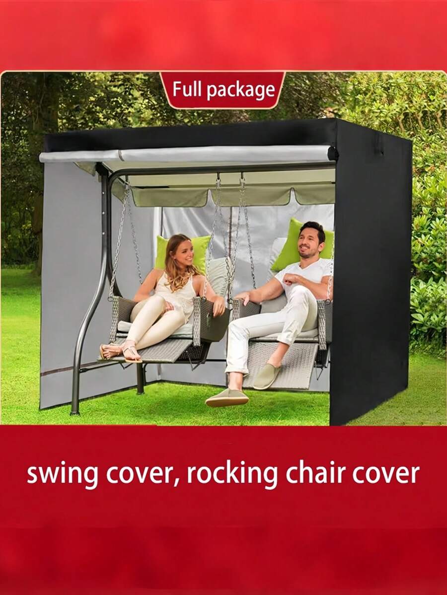 SHEIN 1 Piece Universal Size Oxford Fabric Waterproof UV Protection Dustproof Easy Install Grey Swing Chair Cover For Outdoor Patio Garden All Season Furniture Protector Dust Cover Clean Shield