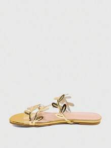 CUCCOO SZL Women's Fashionable Gold Flat Sandals - Gold - View 5