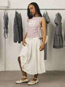 COUREZ Low Rise Maxi Pleated Skirt /Y2K Fall Women Clothes Elegant Vacation Outfits Woman Cute - White - View 6