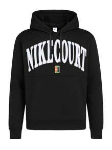 Nike Court Heritage Dri-Fit - 男士长袖连帽卫衣 - 黑色 - 查看 1