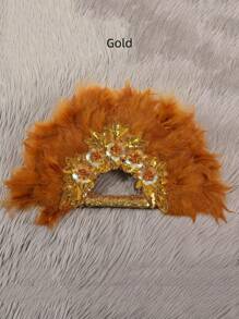 SHEIN 1 Afro-Style Feather Fan, An Elegant Bridal Look For Costumes, Dance Performances, Tea Parties And Wedding Decorations