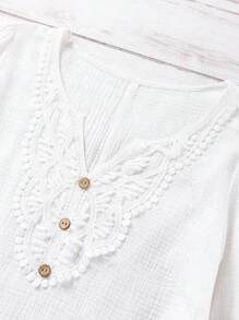 SHEIN LUNE Women's Casual Floral Collar Long Sleeve Shirt Fall Cloth For Women - Beige - View 4