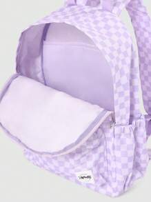 SUMWON Stylish Checkerboard Pattern School Backpack Essential Daily Student Bag With Two Adjustable Straps And Front Pocket For Organization Kids Children Teens - Mauve Purple - View 6