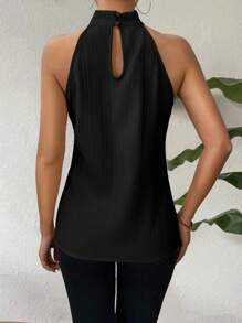 Chiquease Camicetta elegante da donna con design senza maniche, casual, in tinta unita, stile boho/bohémien/festival, con texture