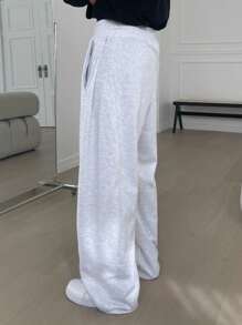 DAZY Men's Loose Fit Drawstring Waist Fleece Sweatpants, Light Grey, Autumn/Winter - Light Grey - View 2