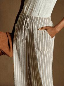 Écloséra Women's Fashionable Retro Stripe Casual Loose Straight Leg Pants Stripe Striped Pants Fall Cloth For Women