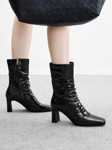 CUCCOO BIZCHIC Women's Pointed Toe Ruched Fashionable Ankle Boots And Ankle Boots - Black - View 4