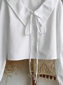 Chemise décontractée de couleur unie avec lacets pour préadolescentes