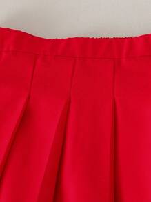 Sparklyn 秋冬甜美柔软针织草莓时尚套头衫和百褶裙两件套 - 紅白色 - 查看 7