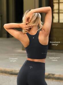 GLOWMODE X Harry Potter FeatherFit™ 柔软弹力吸汗提胸接缝短款可拆卸罩杯工字背心低冲击瑜伽普拉提工作室健身房日常运动服 - 深灰色 - 查看 2