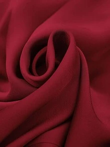 BizChic 女式秋季不对称褶饰宽松长袖上衣，基本款简约优雅商务休闲办公室装，适合教师、婚礼、音乐会 - 紅色 - 查看 4