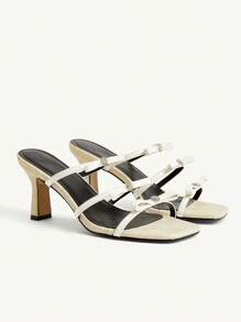 CUCCOO CHICEST Women's Fashionable Beige Elegant Bow Decor High Heel Sandals - Beige - View 8