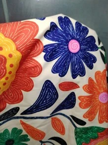 Breezaya Đầm đi biển họa tiết hoa cổ chữ V, tay ngắn, bó eo, thường ngày và áo choàng cho nữ - Nhiều màu - Xem 7