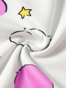 LE PETIT PRINCE X SHEIN Ensemble pyjama blanc à manches longues et pantalon, motif planète rose mignon, style décontracté pour bébé fille