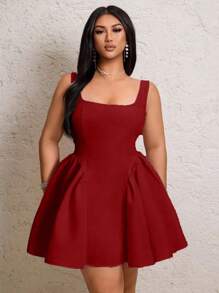 Lyrianda 女士浪漫露背蝴蝶结性感派对公主裙 - 酒紅色 - 查看 3