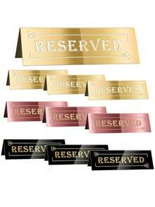 1pc/2Pcs/5Pcs/12Pcs/26Pcs Reserved Table Signs, Acrylic Guest Reservation Table Tents Sign, Waterproof Gold Double-Sided Reserved Seat Signs, Reserve Signs For Wedding Birthday Party Restaurants Meeting Best Gifts,Wedding Decor,Home Decor ,Room Decor Party Favors Bride Graduation Birthday Decorations Party Decorations Bachelorette Back To School Christmas Decorations Living Room Decor Halloween Decor