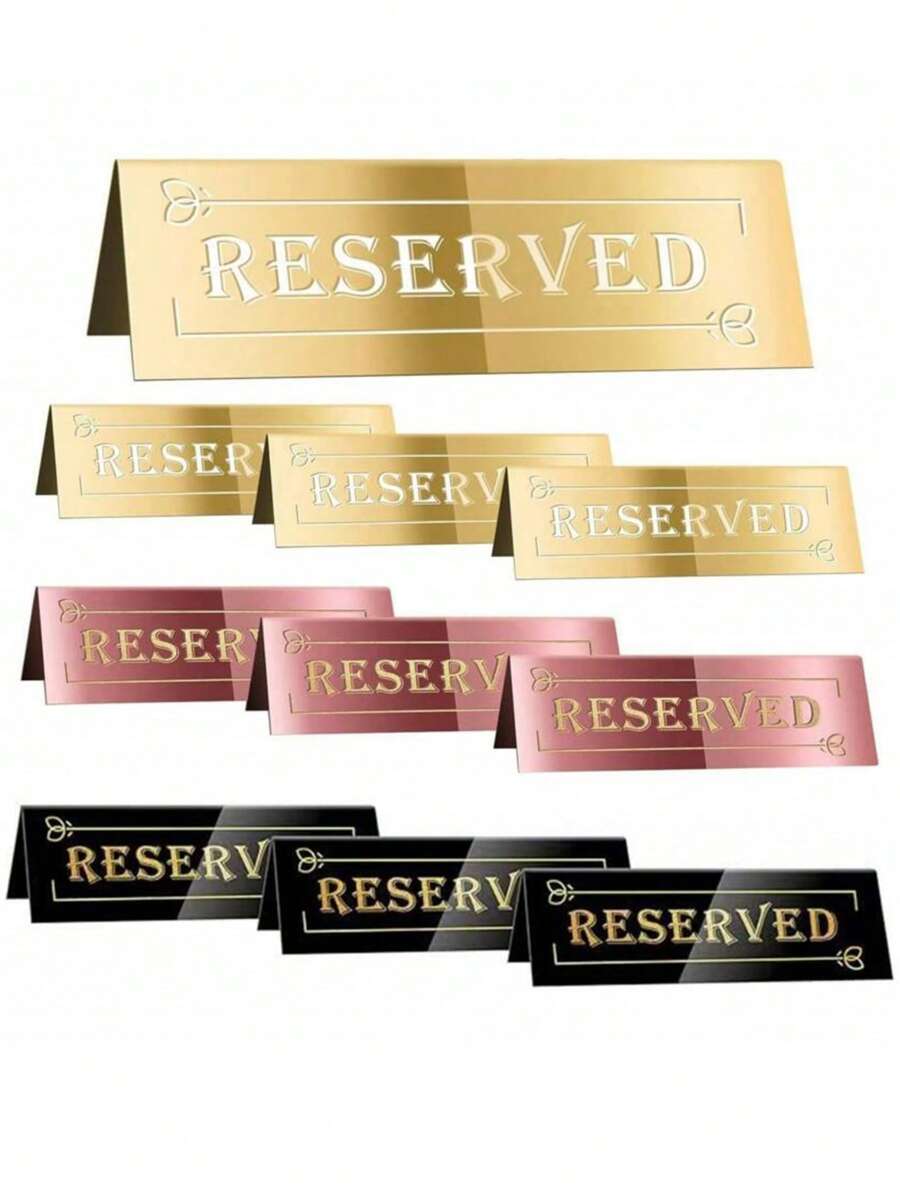 1pc/2Pcs/5Pcs/12Pcs/26Pcs Reserved Table Signs, Acrylic Guest Reservation Table Tents Sign, Waterproof Gold Double-Sided Reserved Seat Signs, Reserve Signs For Wedding Birthday Party Restaurants Meeting Best Gifts,Wedding Decor,Home Decor ,Room Decor Party Favors Bride Graduation Birthday Decorations Party Decorations Bachelorette Back To School Christmas Decorations Living Room Decor Halloween Decor