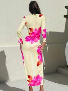 Swim Vcay Women's New Printed Tankini 3pcs Set, Sexy Halter Bikini Set With UV Protection For Summer Beach Vacation - Multicolor - View 2