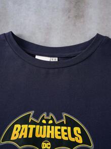 Batwheels X SHEIN Tween Boy Casual Everyday Car Print Round Neck Long Sleeve T-Shirt Boys Graphic Shirt Boys Long Sleeve T Shirt Kids Long Sleeve Tops Boys Cartoon Shirt