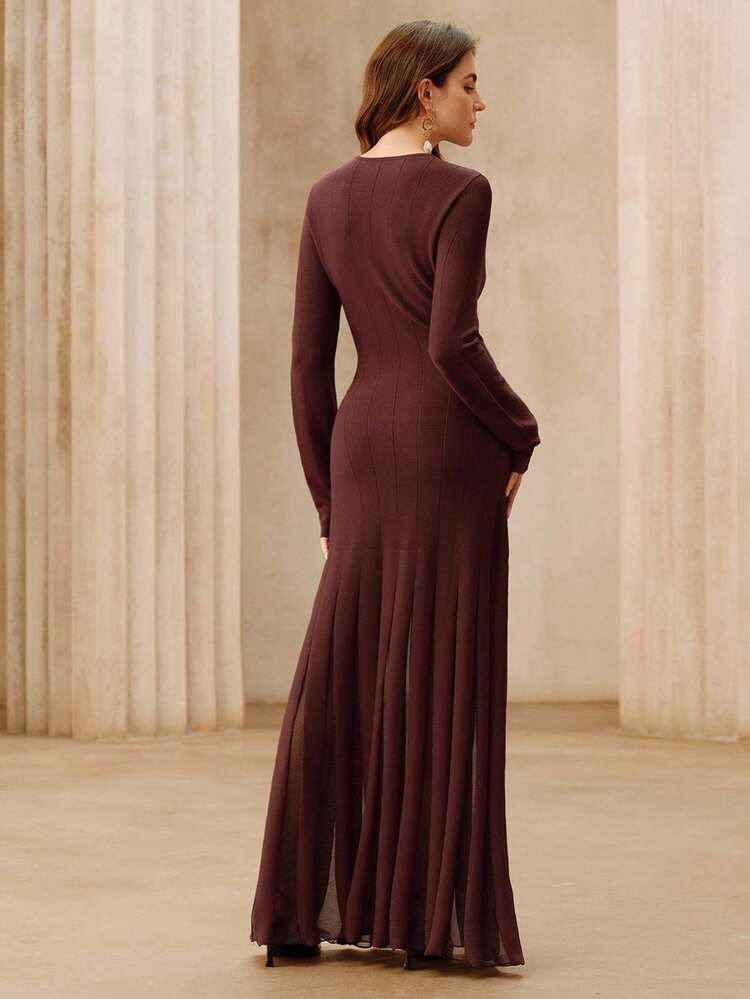 Women's Sheer Organza Long Sleeve Dress, Stylish Design