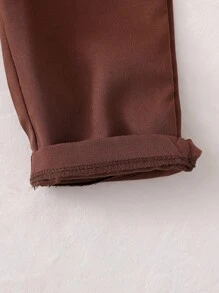 SHEIN 婴幼儿男童休闲条纹长袖上衣和可爱小熊背带裤两件套 - 咖啡棕 - 查看 7