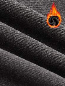 SHEIN EZwear 加大码纯色贴花高腰紧身羊毛打底裤，秋冬时尚 - 彩色 - 查看 5