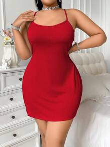 SHEIN 露背蝴蝶结装饰性感修身女式睡袍 - 紅色 - 查看 2