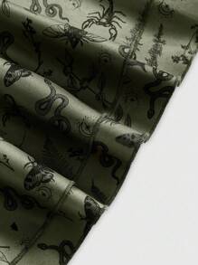 ROMWE Quần short hai lớp họa tiết cây và rắn Gothic phong cách nghỉ dưỡng dành cho nữ - màu xanh lá - Xem 4