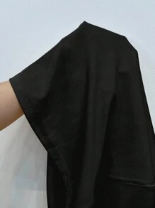 女式休闲日常宽松刺绣马匹图案黑色背心，夏季 - 黑色 - 查看 5