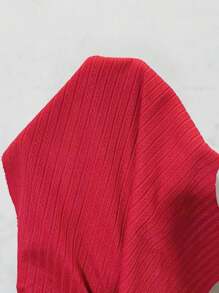 SHEIN 露背蝴蝶结装饰性感修身女式睡袍 - 紅色 - 查看 6