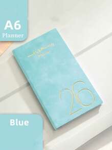 SHEIN 1pc A6 2026 Planner Notebook, Portable Schedule Notebook, 365-Day Time Management Notebook, Weekly & Daily Planning, Journal, Back To School/Start Of School Year Gift