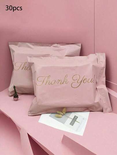 30pcs New Material Pink Thank You Ordinary Bags, Modern Transportation Multi-Purpose Waterproof Bags, Office, School Clothing Packaging E-Commerce Logistics Express Packaging Bags Self-Adhesive Bag Waterproof Bag Pink, Graduation Season Teacher Gifts, Funny Gifts Wedding Season Packaging Gift Bag Birthday Party Team Packaging. Suitable For Office Decor Office Supplies