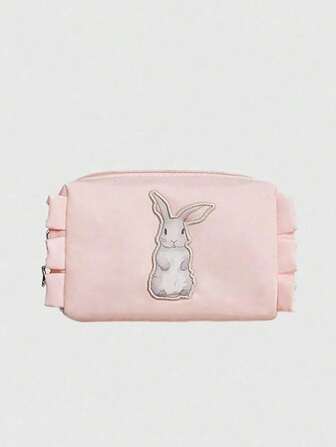 Kawaii Süße rosa bestickte Kaninchen tragbare Kosmetiktasche