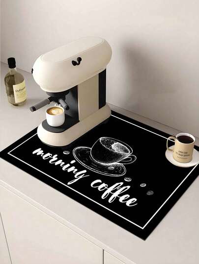 1件装，咖啡机硅藻泥沥水垫，柔软防滑超强吸水耐磨洗碗干垫，适用于厨房台面餐桌、庭院桌装饰，家用厨房用品