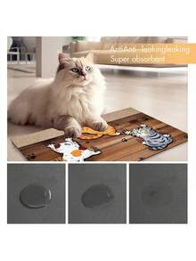 SHEIN 1pc Cat Climbing Wall Print Pet Feeding Mat, Easy To Clean Pet Bowl Mat, Dog Cat Cage Pad,Suitable For All Seasons - Multicolor - View 6