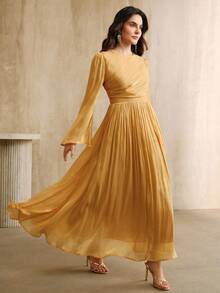 Anewsta Essential Women's Long Sleeve Dress, Elegant & Versatile For Commuting, Spring/Autumn - Orange - View 4