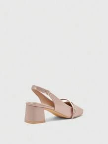 CUCCOO BIZCHIC Giày cao gót đế thô đơn giản, thời trang đa năng cho nữ - Rượu sâm banh - Xem 8