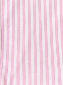 EURMUSE Bộ đồ ngủ mặc nhà Cottonline 2 mảnh họa tiết sọc kèm dây rút giả cho nữ - Hồng - Xem 6