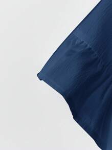 EMERY ROSE 加大码亚麻乡村风两件套女士白衬衫和裤子，简约时尚女装春季服装女装夏季服装女装夏季服装 - 藏蓝色 - 查看 5