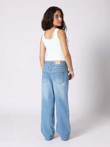 SUMWON Teen Girls Wide Leg Y2K Aesthetic High Waisted Jeans Long Denim Pants Retro Vintage Style Baggy Relaxed Fit Fashion Bottoms Youth Street Wear Back To School Autumn Winter Fall