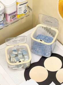 SHEIN Organizer per detersivo per bucato con coperchio a scomparsa - Scatola di stoccaggio impermeabile per capsule, perle e smacchiatori | Contenitore da scrivania mini per bagno, cucina e camera da letto (multifunzionale, salvaspazio)