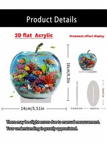 SHEIN 1 Piece 2D Illustration Acrylic Apple Shape Desktop Ornament Creative Painted Print Design Transparent Small Desktop Decoration, Suitable For Home And Office, Multifunctional Holiday And Daily Decoration, Perfect For Giving To Friends And Birthday Gifts Easter Gifts