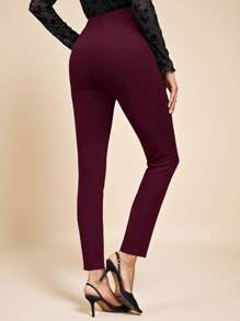 Amorya 女式高腰金属扣细节紧身裤派对红色新年女装