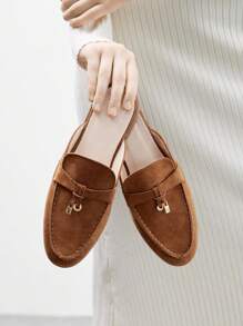 CUCCOO BIZCHIC Women's Fashionable Brown Suede Comfortable Commuter Flat Mule Slip-On Shoes, Suitable For Outdoor, Shopping, Work, Daily Wear, Versatile For Christmas Spring Shoes - Brown - View 6