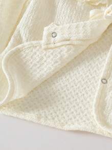 Girls' Pink Knitted Cardigan With Bow, Long Sleeve - Pink - View 7