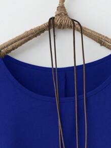 Rusticease 大码短袖连衣裙，夏季时尚 - 寶藍色 - 查看 6