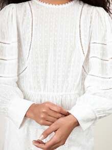 Maija Áo sơ mi dài tay trơn cho nữ, đơn giản & thời trang, phù hợp cho mùa hè - trắng - Xem 4