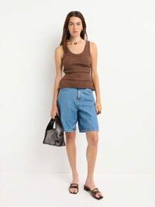 Nöista Coffee 's Ribbed Knit Tank Top,Sculpted Seams Contoured Shape Sleek Wardrobe Staple,Summer Casual Brunch Fall Back To School Essentials - Brown - View 5