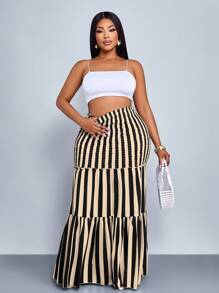 SOLERSUN Váy dài chấm bi họa tiết sọc xanh trắng, kiểu dáng thanh lịch, giản dị, gợi cảm, thời trang mùa thu cho nữ, quần áo nữ, vải thu đông cho nữ, cỡ lớn, thời trang mùa thu cho nữ - màu đen - Xem 4